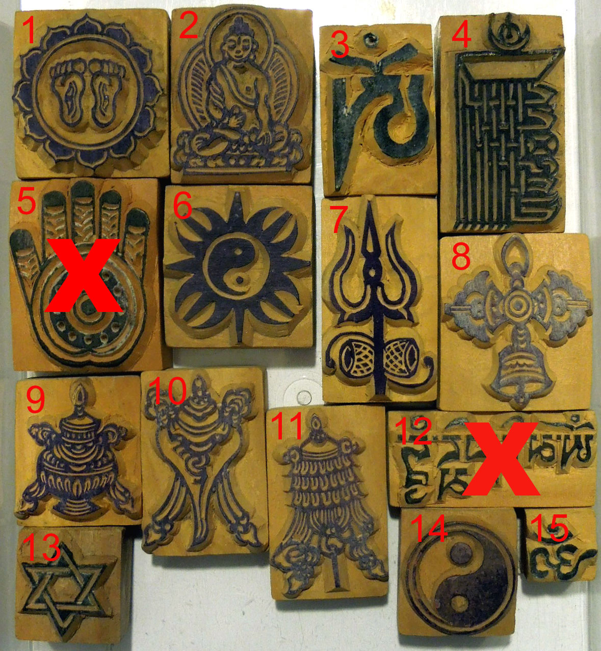 Dřevěné razítko - buddhistický symbol